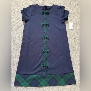 Gymboree Navy and Green Bow Tee Dress